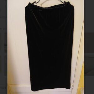 Lucia Lukken Elastic Waist Broom Skirt, Black Velvet Maxi Skirt, Women's Medium